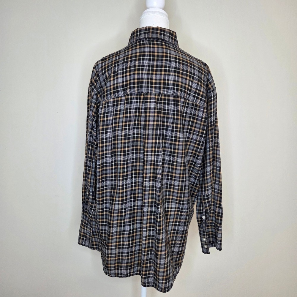 Everlane Womens Black Tan Lightweight Plaid Cotton Button Down Shirt Size 10 - Picture 3 of 6